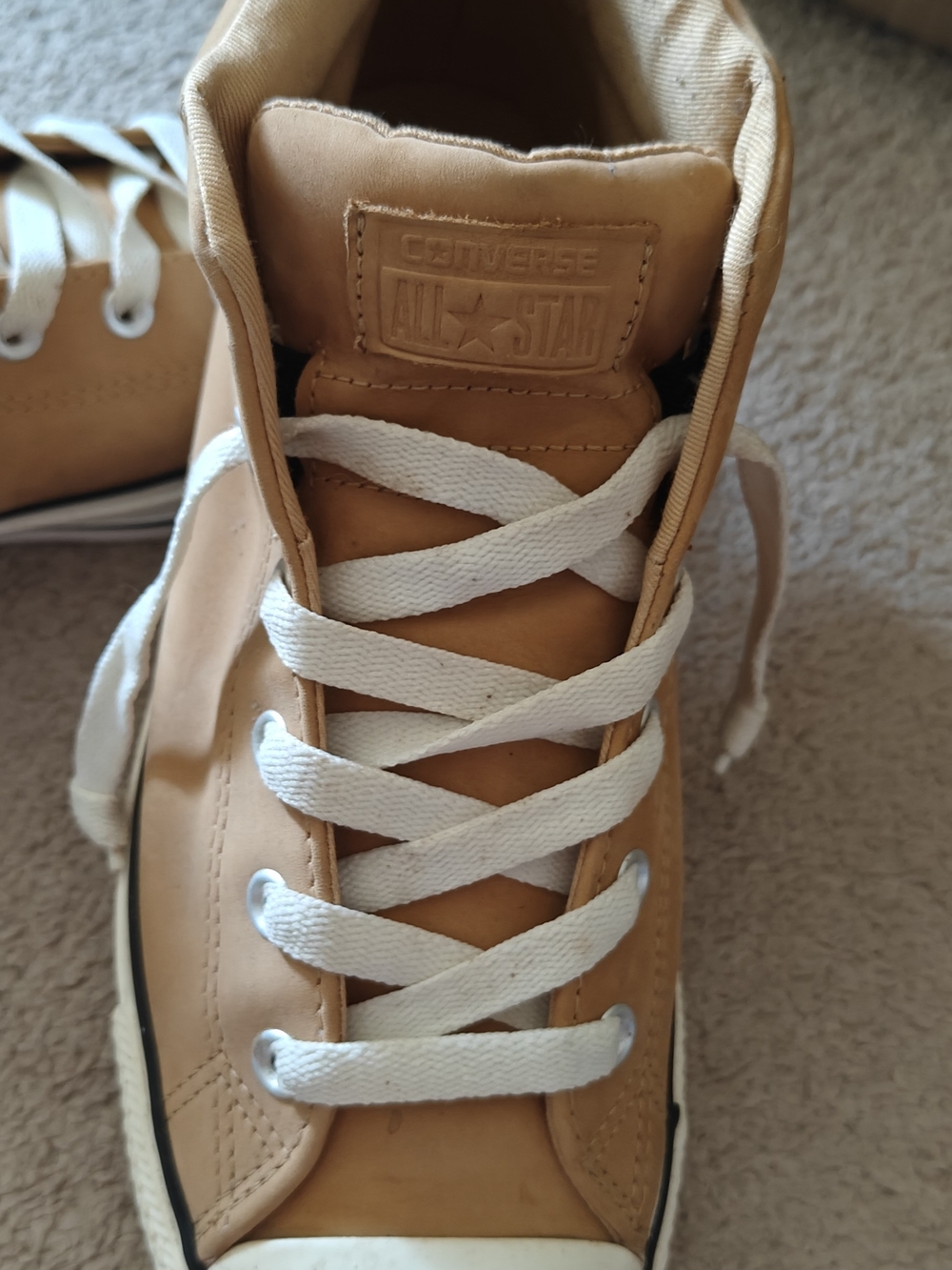 Converse Men’s Tan High-Top Sneakers with Cream Laces - Picture 7 of 7